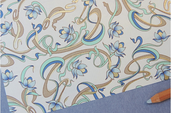 Papier d&eacute;coratif Rossi1931&copy; - Art Nouveau bleu