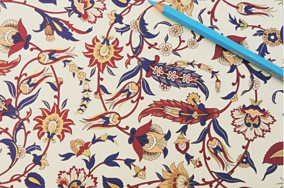 Papier d&eacute;coratif Rossi1931&copy; -Motif floral bleu
