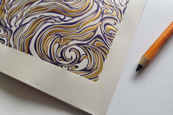 Papier emboss&eacute; Menthe dor&eacute; &agrave; chaud