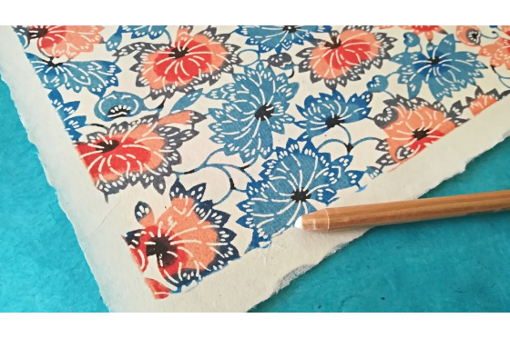 KATAZOME shi 65g/m2 Fleurs de lotus Bleu