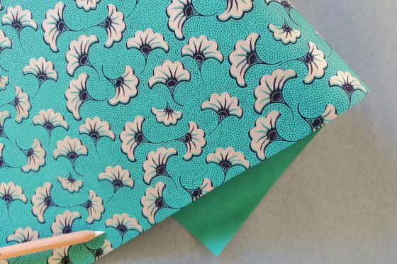 Papier indien fleur fond turquoise