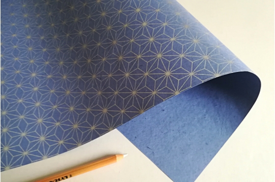 Papier motif Asanoha Azur Argent